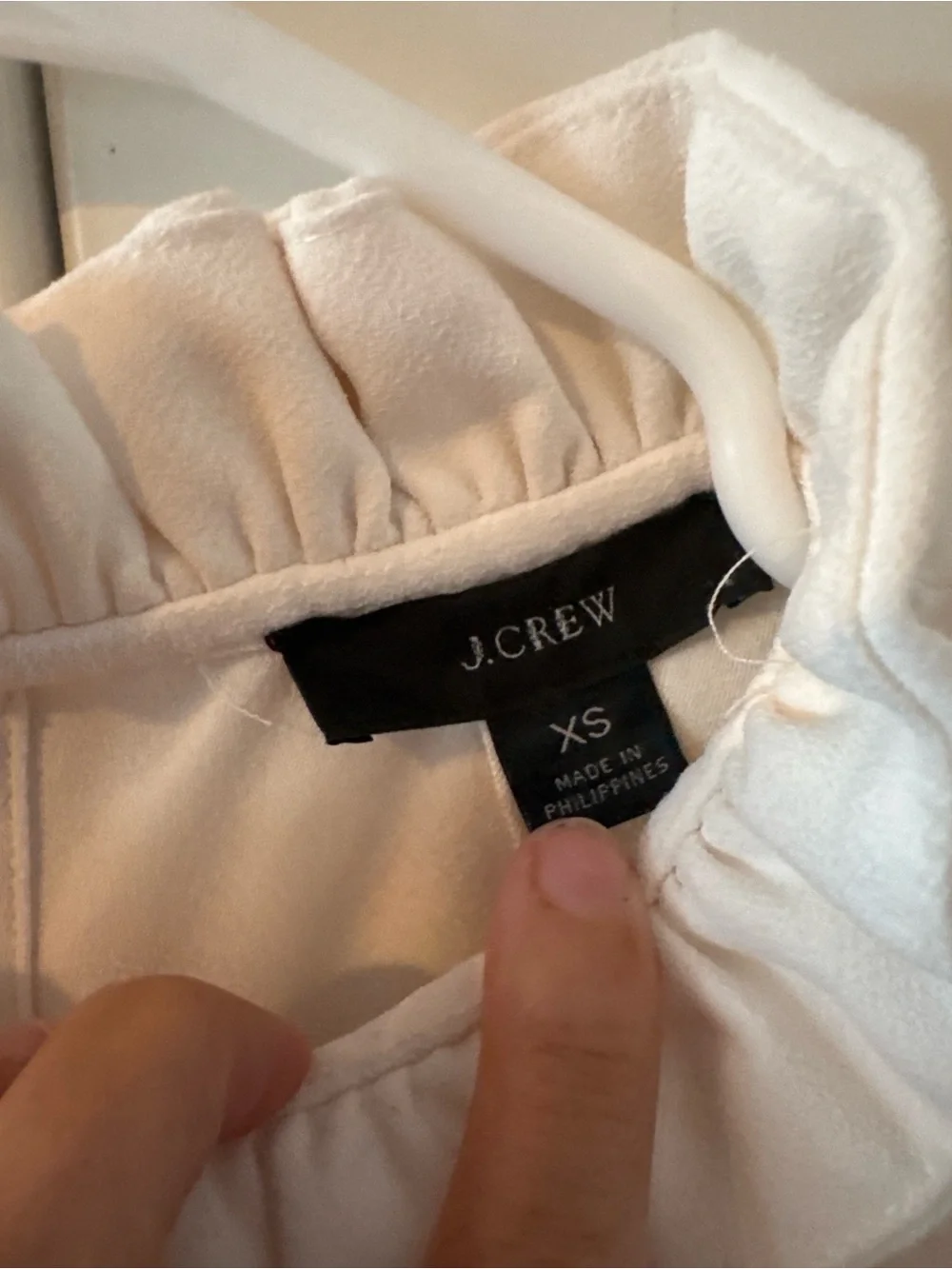 J. Crew Cream Ruffle-Trim Long-Sleeve Blouse